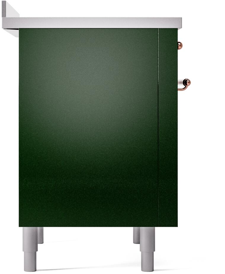 ILVE Nostalgie II 36-Inch Freestanding Electric Induction Range in Emerald Green with Copper Trim (UPI366NMPEGP)