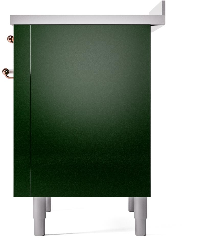 ILVE Nostalgie II 36-Inch Freestanding Electric Induction Range in Emerald Green with Copper Trim (UPI366NMPEGP)