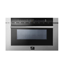 Forno 5-Piece Appliance Package - 36-Inch Dual Fuel Range, 60-Inch Pro-Style Refrigerator, Wall Mount Hood, 24-Inch Microwave Drawer, & 3-Rack Dishwasher in Stainless Steel