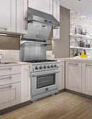 Forno 4-Piece Pro Appliance Package - 30-Inch Gas Range, 60-Inch Pro-Style Refrigerator, 24-Inch Microwave Oven, & 3-Rack Dishwasher in Stainless Steel
