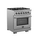 Forno 3-Piece Pro Appliance Package - 30-Inch Gas Range, Pro-Style Refrigerator, and Dishwasher in Stainless Steel