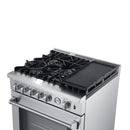 Forno 5-Piece Appliance Package - 30-Inch Gas Range with Air Fryer, Refrigerator, Wall Mount Hood, Microwave Oven, & 3-Rack Dishwasher in Stainless Steel