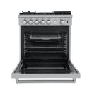 Forno 2-Piece Appliance Package - 30-Inch Gas Range with Air Fryer & Wall Mount Hood in Stainless Steel