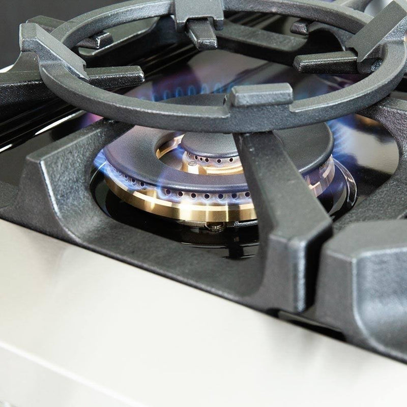 Forno 5-Piece Pro Appliance Package - 36-Inch Gas Range, Refrigerator with Water Dispenser, Wall Mount Hood with Backsplash, 24-Inch Microwave Drawer, & 3-Rack Dishwasher in Stainless Steel