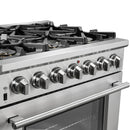 Forno 4-Piece Pro Appliance Package - 36-Inch Gas Range, Refrigerator, Wall Mount Hood, & 3-Rack Dishwasher in Stainless Steel