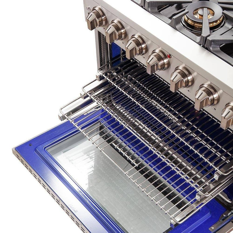 Forno 4-Piece Pro Appliance Package - 36-Inch Gas Range, 60-Inch Pro-Style Refrigerator, 24-Inch Microwave Drawer, & 3-Rack Dishwasher in Stainless Steel