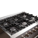 Forno 5-Piece Appliance Package - 36-Inch Dual Fuel Range, 60-Inch Pro-Style Refrigerator, Wall Mount Hood, 24-Inch Microwave Drawer, & 3-Rack Dishwasher in Stainless Steel