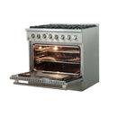 Forno 5-Piece Appliance Package - 36-Inch Dual Fuel Range, 60-Inch Pro-Style Refrigerator, Wall Mount Hood, 24-Inch Microwave Drawer, & 3-Rack Dishwasher in Stainless Steel