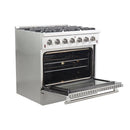 Forno 2-Piece Appliance Package - 36-Inch Gas Range and 60-Inch Built-In Refrigerator in Stainless Steel