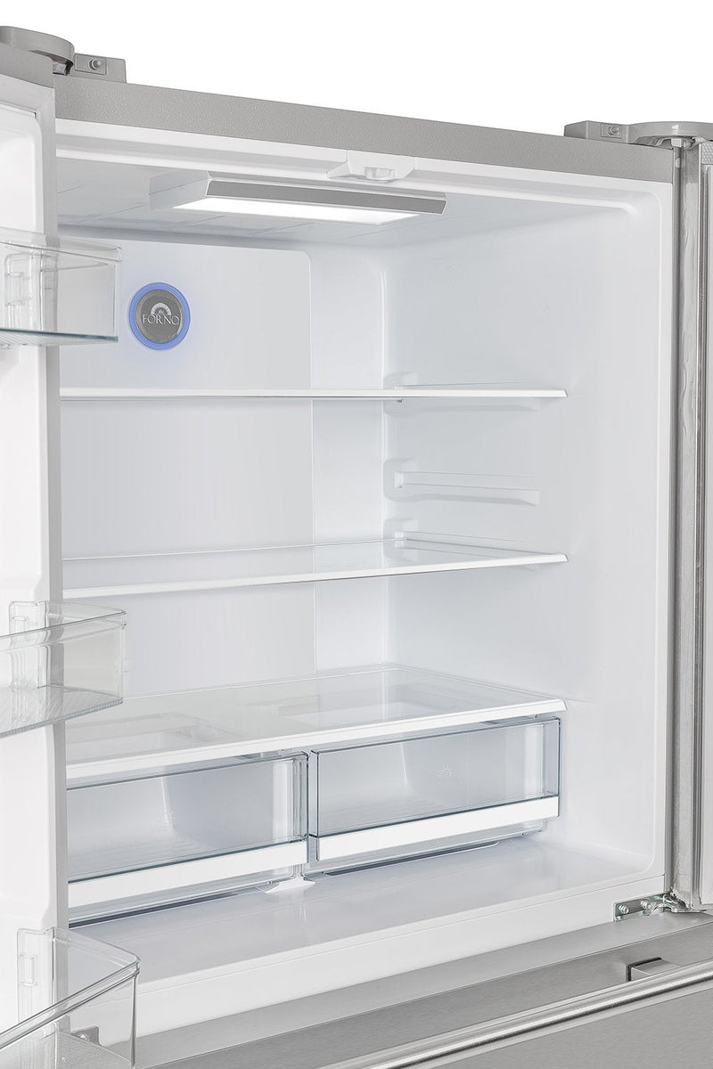 Forno 3-Piece Pro Appliance Package - 36-Inch Dual Fuel Range, French Door Refrigerator, and Dishwasher in Stainless Steel
