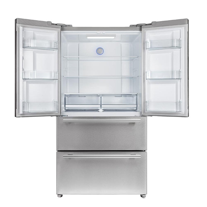 Forno 3-Piece Pro Appliance Package - 36-Inch Dual Fuel Range, French Door Refrigerator, and Dishwasher in Stainless Steel