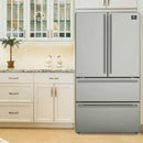 Forno 3-Piece Appliance Package - 36-Inch Galiano Dual Fuel Range, 36-Inch Refrigerator, & Dishwasher in Stainless Steel