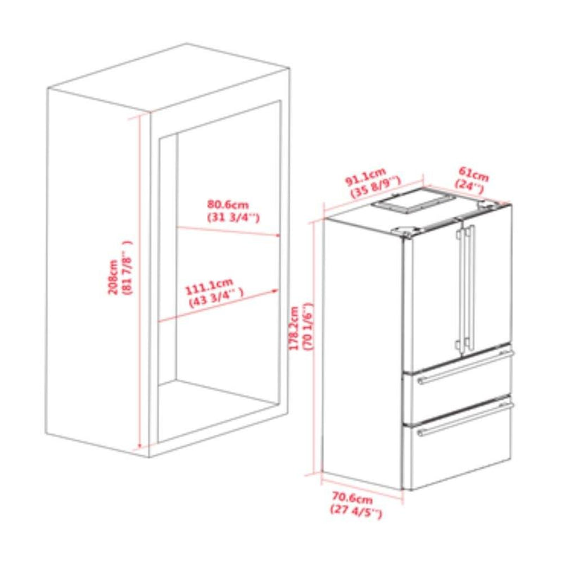 Forno 4-Piece Appliance Package - 36-Inch Gas Range, Refrigerator, Wall Mount Hood with Backsplash, & 3-Rack Dishwasher in Stainless Steel