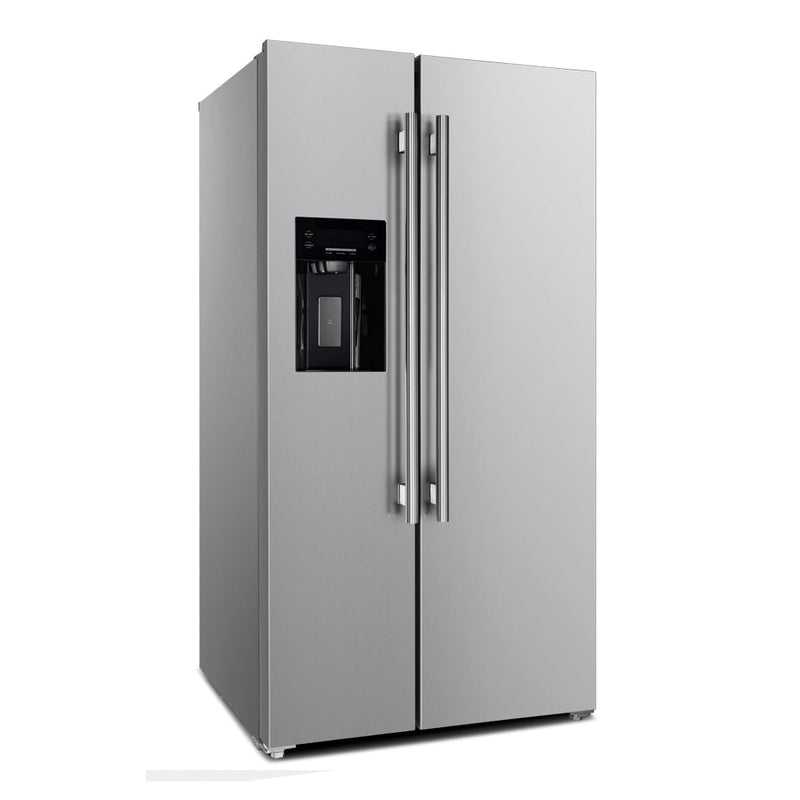 Forno 5-Piece Pro Appliance Package - 30-Inch Gas Range, Refrigerator with Water Dispenser, Wall Mount Hood with Backsplash, 24-Inch Microwave Drawer, & 3-Rack Dishwasher in Stainless Steel