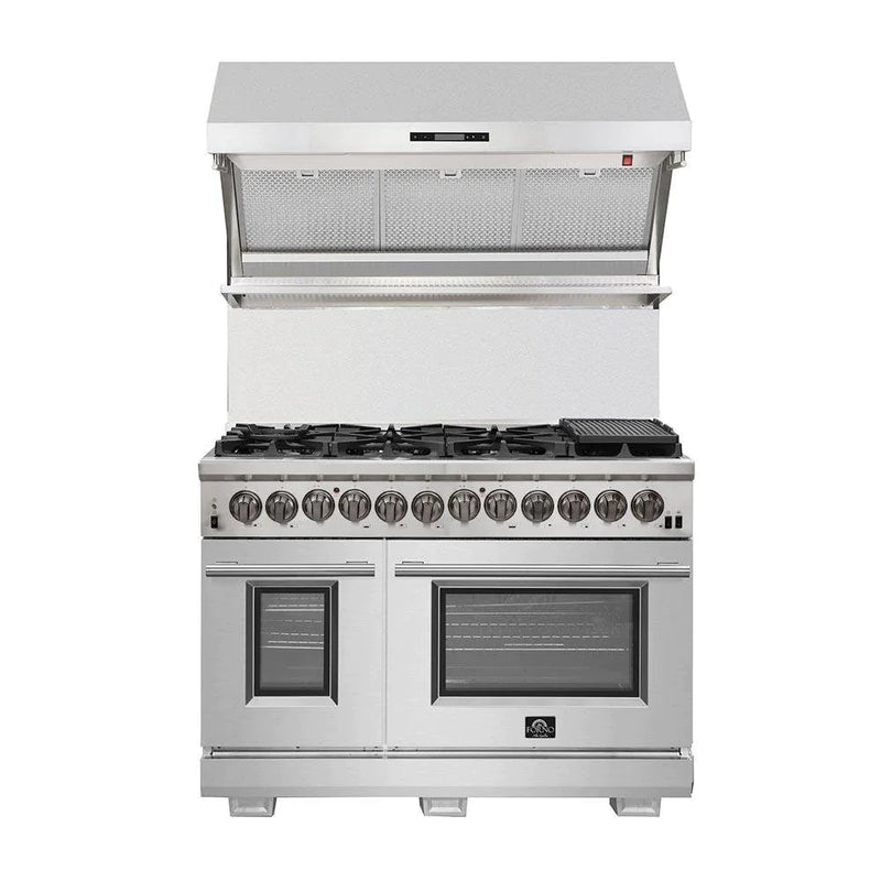 Forno 2-Piece Appliance Package - 48-Inch Dual Fuel Range and 60-Inch Built-In Refrigerator in Stainless Steel