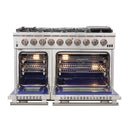Forno 4-Piece Pro Appliance Package - 48-Inch Gas Range, Refrigerator with Water Dispenser, 24-Inch Microwave Drawer, & 3-Rack Dishwasher in Stainless Steel