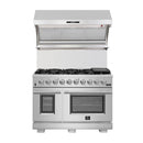 Forno 2-Piece Pro Appliance Package - 48-Inch Gas Range & Wall Mount Hood in Stainless Steel
