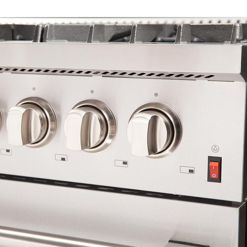 Forno 2-Piece Appliance Package - 48-Inch Galiano Dual Fuel Range, Wall Mount Range Hood with Backsplash & 60-Inch Refrigerator in Stainless Steel