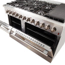 Forno 3-Piece Appliance Package - 48-Inch Dual Fuel Range, Refrigerator with Water Dispenser, & Dishwasher in Stainless Steel