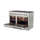Forno 4-Piece Appliance Package - 48-Inch Gas Range, 60-Inch Pro-Style Refrigerator, 24-Inch Microwave Oven, & 3-Rack Dishwasher in Stainless Steel