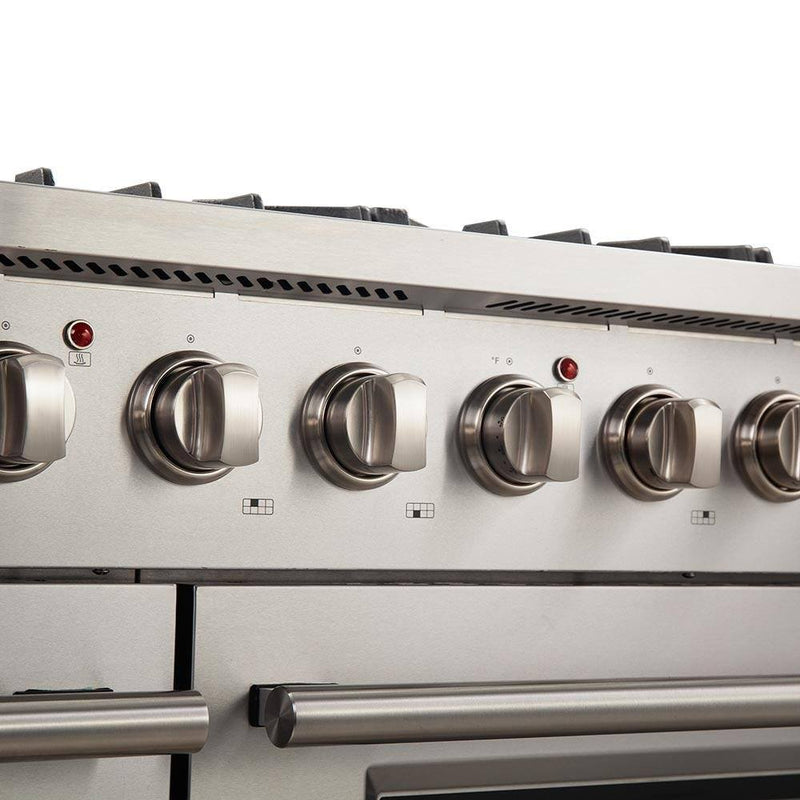 Forno 4-Piece Appliance Package - 48-Inch Gas Range, 60-Inch Pro-Style Refrigerator, 24-Inch Microwave Oven, & 3-Rack Dishwasher in Stainless Steel