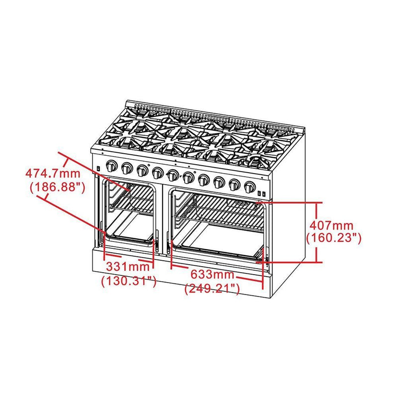 Forno 4-Piece Appliance Package - 48-Inch Gas Range, 60-Inch Pro-Style Refrigerator, 24-Inch Microwave Oven, & 3-Rack Dishwasher in Stainless Steel