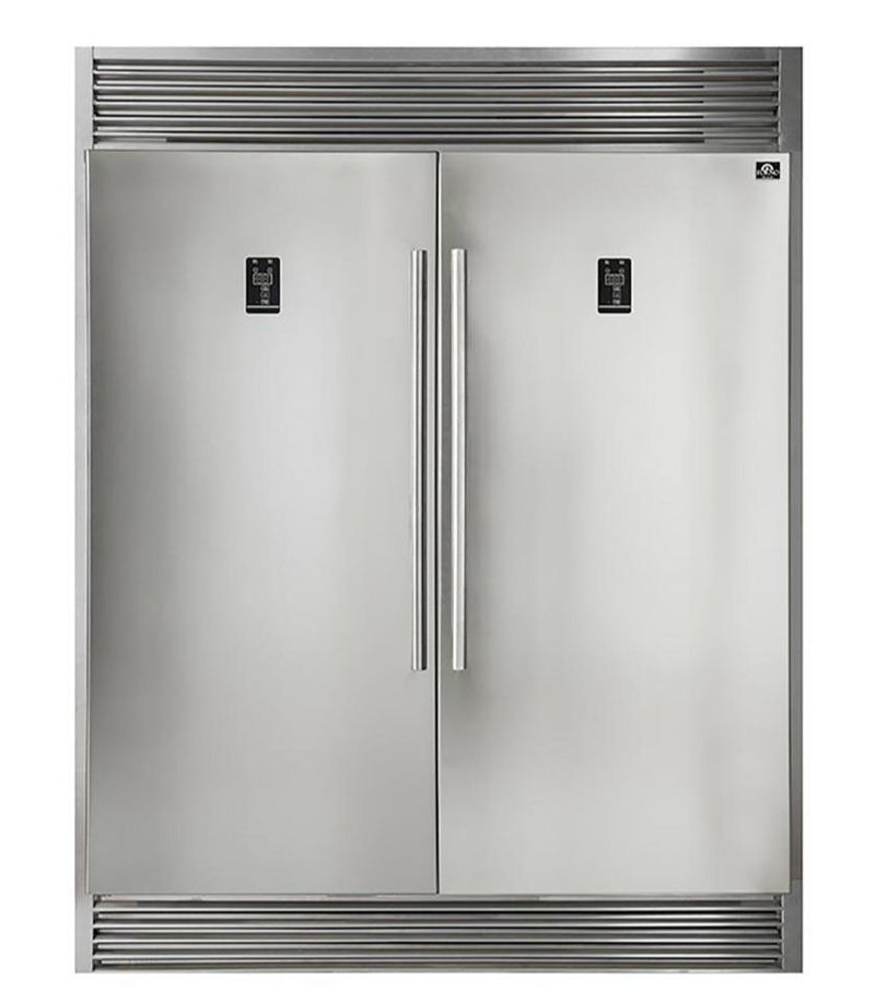 Forno 3-Piece Pro Appliance Package - 48-Inch Gas Range, 56-Inch Pro-Style Refrigerator & Wall Mount Hood in Stainless Steel