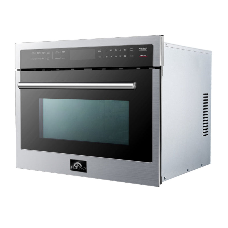 Forno 4-Piece Appliance Package - 30-Inch Gas Range with Air Fryer, 60-Inch Pro-Style Refrigerator, Microwave Oven, & 3-Rack Dishwasher in Stainless Steel