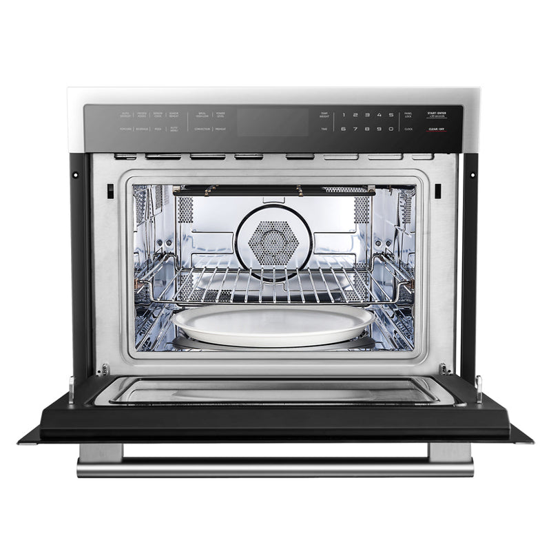 Forno 4-Piece Appliance Package - 30-Inch Gas Range with Air Fryer, 60-Inch Pro-Style Refrigerator, Microwave Oven, & 3-Rack Dishwasher in Stainless Steel