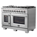 Forno 48-Inch Capriasca Dual Fuel Range with 8 Gas Burners, 160,000 BTUs & French Door Electric Oven in Stainless Steel (FFSGS6387-48)