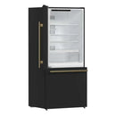 Forno Milano Espresso Package - 62-Inch, 34.4 cu. ft. Refrigerators with Bottom Freezers in Black with Antique Brass Handle (FFFFD1787-60BLK)