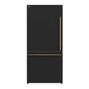 Forno Milano Espresso Package - 62-Inch, 34.4 cu. ft. Refrigerators with Bottom Freezers in Black with Antique Brass Handle (FFFFD1787-60BLK)