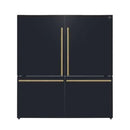Forno Milano Espresso Package - 62-Inch, 34.4 cu. ft. Refrigerators with Bottom Freezers in Black with Antique Brass Handle (FFFFD1787-60BLK)