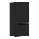 Forno Milano Espresso Package - 62-Inch, 34.4 cu. ft. Refrigerators with Bottom Freezers in Black with Antique Brass Handle (FFFFD1787-60BLK)