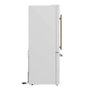 Forno Milano Espresso Refrigerator - 62-Inch, 34.4 cu. ft. Refrigerators with Bottom Freezers in White with Antique Brass Handle (FFFFD1787-60WHT)