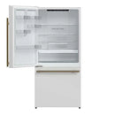Forno Milano Espresso Refrigerator - 62-Inch, 34.4 cu. ft. Refrigerators with Bottom Freezers in White with Antique Brass Handle (FFFFD1787-60WHT)