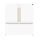 Forno Milano Espresso Refrigerator - 62-Inch, 34.4 cu. ft. Refrigerators with Bottom Freezers in White with Antique Brass Handle (FFFFD1787-60WHT)