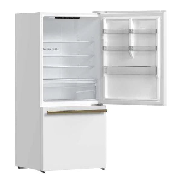 Forno Milano Espresso Package - 62-Inch, 34.4 cu. ft. Refrigerators with Bottom Freezers in White with Antique Brass Handle (FFFFD1787-60WHT)