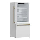 Forno Milano Espresso Refrigerator - 62-Inch, 34.4 cu. ft. Refrigerators with Bottom Freezers in White with Antique Brass Handle (FFFFD1787-60WHT)