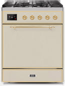 ILVE 30" Majestic II Dual Fuel Range with 5 Burners - 2.3 cu. ft. Oven - Brass Trim in Antique White (UM30DQNE3AWG) Ranges ILVE 