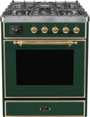 ILVE 30" Majestic II Dual Fuel Range with 5 Burners - 2.3 cu. ft. Oven - Brass Trim in Emerald Green (UM30DNE3EGG) Ranges ILVE 