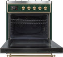 ILVE 30" Majestic II Dual Fuel Range with 5 Burners - 2.3 cu. ft. Oven - Brass Trim in Emerald Green (UM30DNE3EGG) Ranges ILVE 