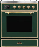 ILVE 30" Majestic II Dual Fuel Range with 5 Burners - 2.3 cu. ft. Oven - Brass Trim in Emerald Green (UM30DNE3EGG) Ranges ILVE 