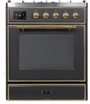 ILVE 30" Majestic II Dual Fuel Range with 5 Burners - 2.3 cu. ft. Oven - Brass Trim in Matte Graphite (UM30DNE3MGG) Ranges ILVE 