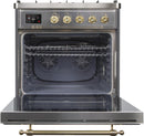 ILVE 30" Majestic II Dual Fuel Range with 5 Burners - 2.3 cu. ft. Oven - Brass Trim in Stainless Steel (UM30DNE3SSG) Ranges ILVE 