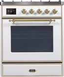 ILVE 30" Majestic II Dual Fuel Range with 5 Burners - 2.3 cu. ft. Oven - Brass Trim in White (UM30DNE3WHG) Ranges ILVE 