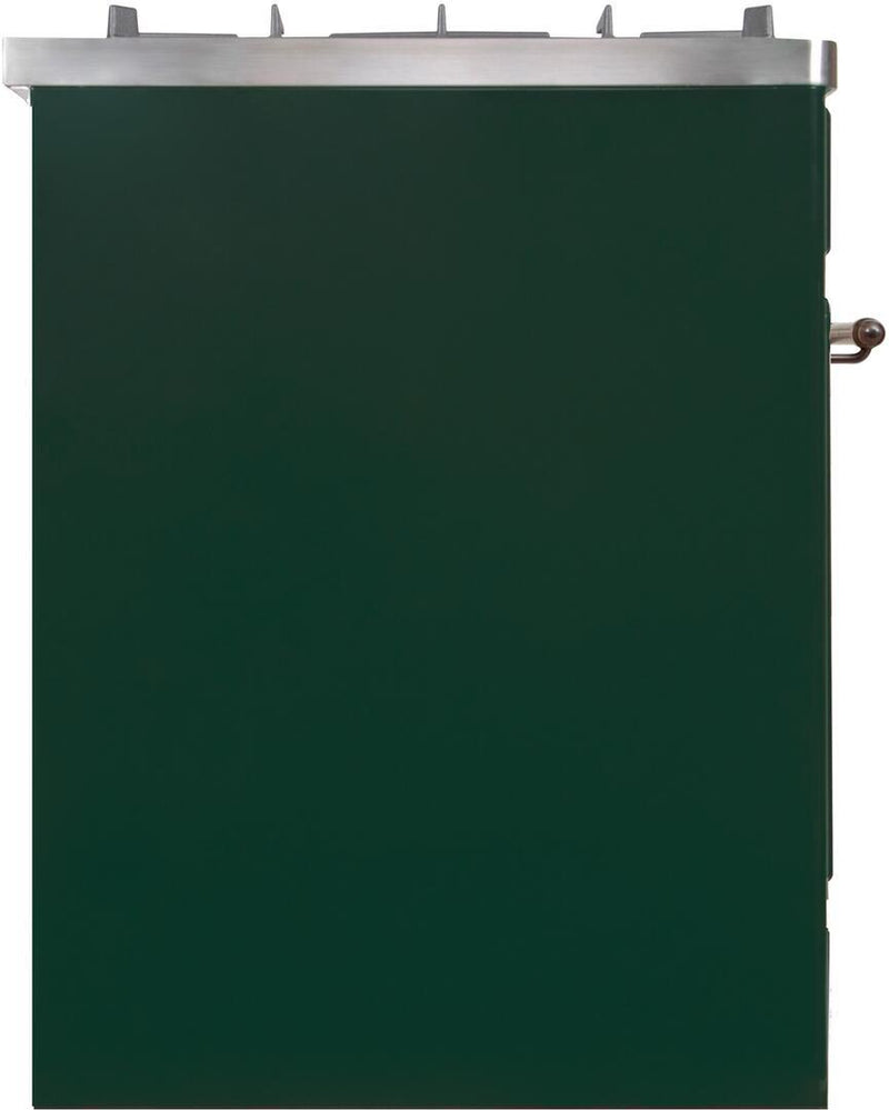ILVE 30" Majestic II Dual Fuel Range with 5 Burners - 2.3 cu. ft. Oven - Bronze Trim in Emerald Green (UM30DNE3EGB) Ranges ILVE 