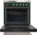 ILVE 30" Majestic II Dual Fuel Range with 5 Burners - 2.3 cu. ft. Oven - Bronze Trim in Emerald Green (UM30DNE3EGB) Ranges ILVE 