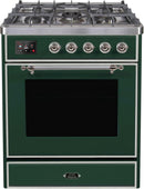 ILVE 30" Majestic II Dual Fuel Range with 5 Burners - 2.3 cu. ft. Oven - Chrome Trim in Emerald Green (UM30DNE3EGC) Ranges ILVE 
