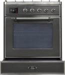 ILVE 30" Majestic II Dual Fuel Range with 5 Burners - 2.3 cu. ft. Oven - Chrome Trim in Matte Graphite (UM30DNE3MGC) Ranges ILVE 